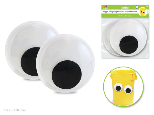 Paste-On Googly Eyes: 150mm Biggie Eyes x2 Black Standard