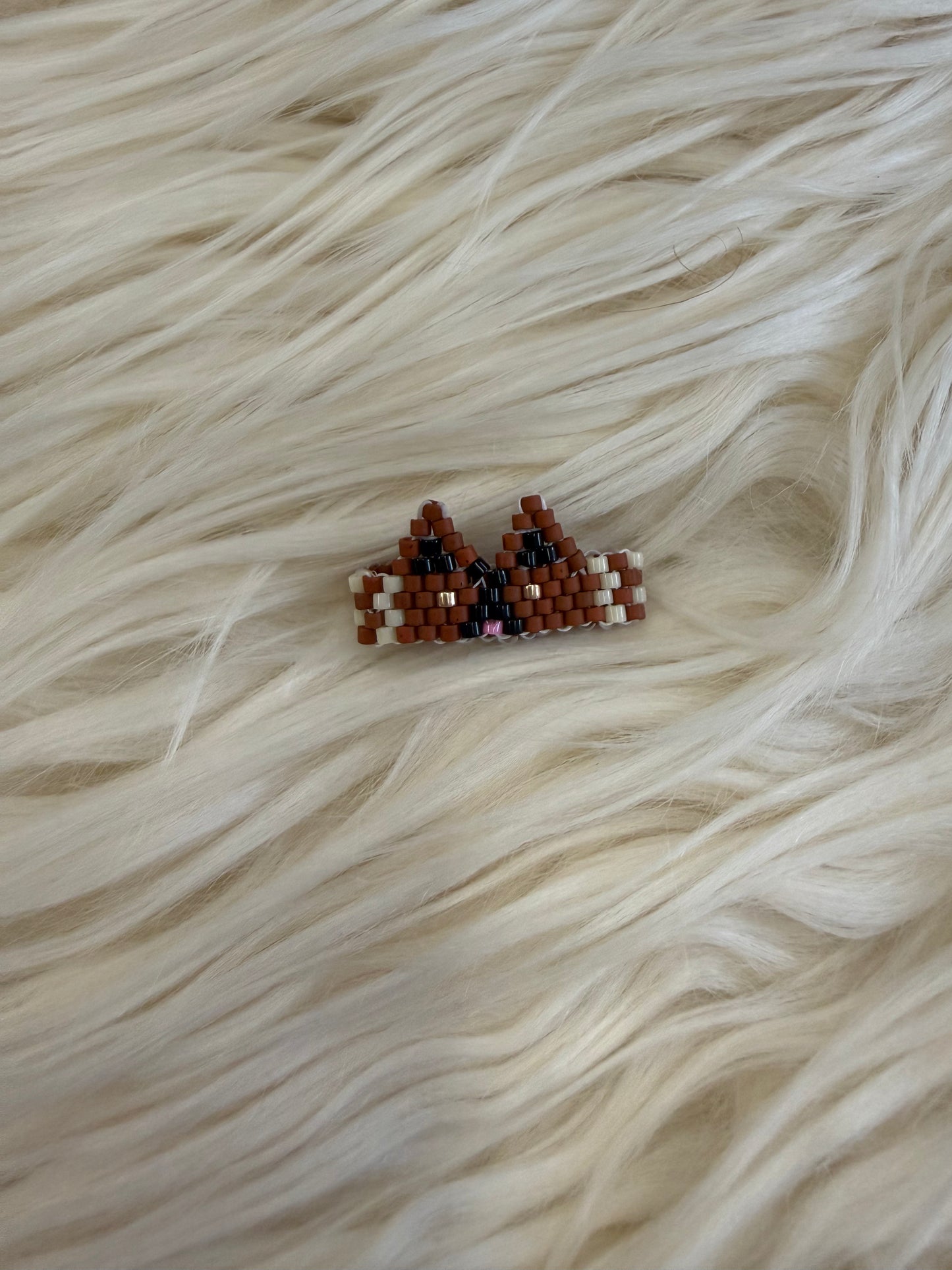 Beaded Kitty Cat Ring Size 5