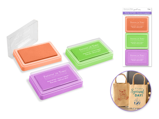 Stamp Ink Pad: 3"x1.75" Pigment Solid Color 3pk Asst Colors C) Calypso