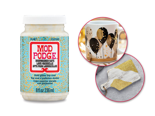 Mod Podge: 8oz Dishwasher Safe Gold Glitter Gloss Top Coat