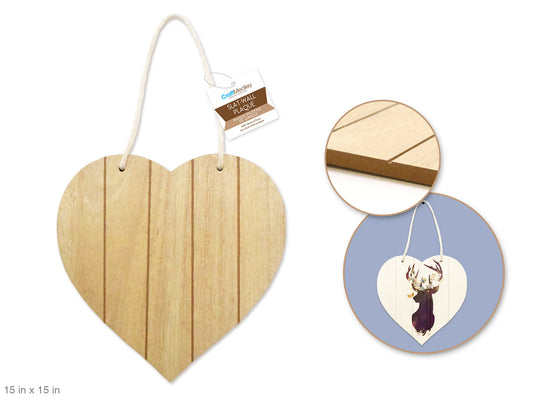 Wood Decor: 15" DIY Slat-Wall Hanger Plaques w/Nautical Rope B) Heart