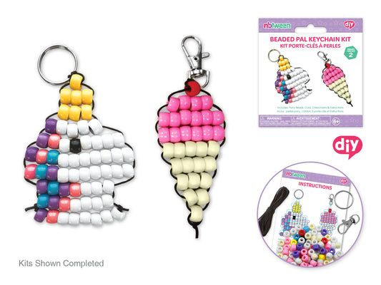 Krafty Kids Kit: DIY Pony Bead Pals Keychain Kits w/Cord&Findings D) Magical