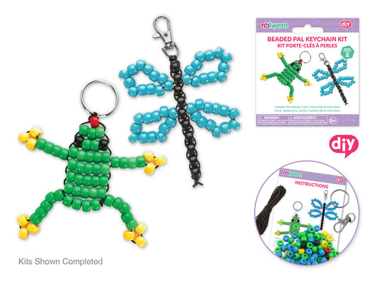 Krafty Kids Kit: DIY Pony Bead Pals Keychain Kits w/Cord&Findings C) Pond Pals