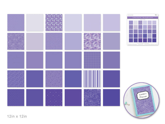 Cardstock: 12"x12" Color Theme Stack Pad x30 Double-Sided 230GSM A) Purple