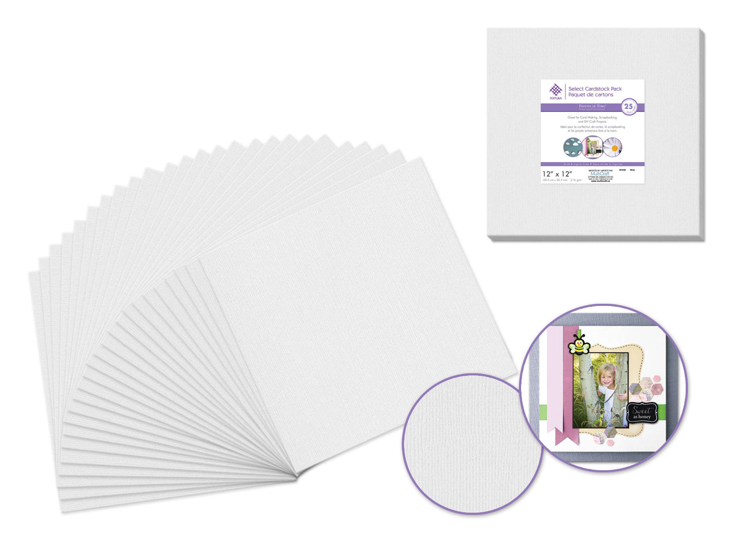 Scrapbook Paper: 12"x12" Textura Select Cardstock Solids B) White