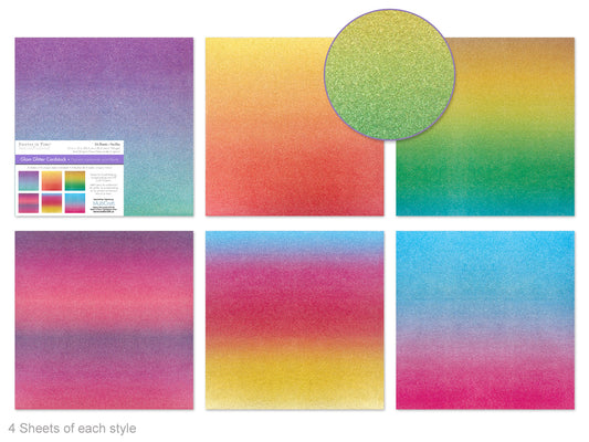 Scrapbook Paper: 12"x12" Glam Glitter Cardstock 190gsm Asst 4eax6col B) Ombre Brights