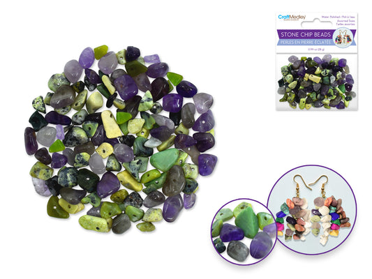 Craft Medley: Polished Stone Chip Beads 5-8mm 28g A) Quartz