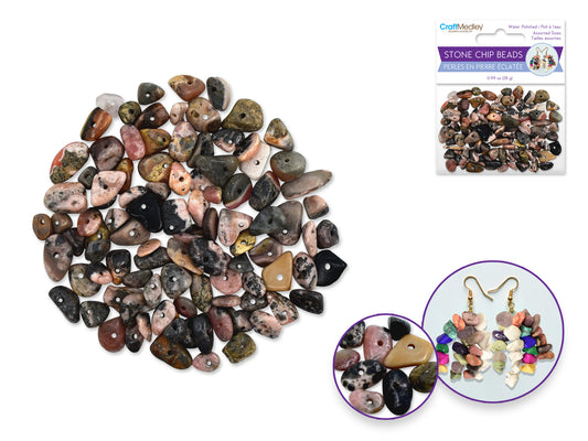 Craft Medley: Polished Stone Chip Beads 5-8mm 28g C) Granite