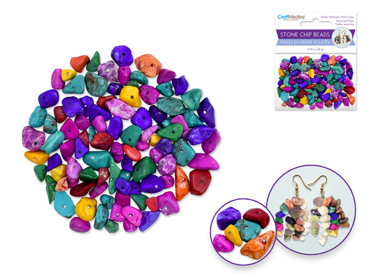 Craft Medley: Polished Stone Chip Beads 5-8mm 28g D) Pop Rocks