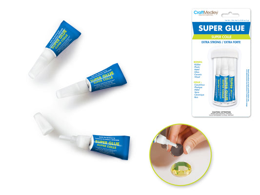Craft Medley Glue: Super Glue 3x1g Tubes in Safety Case Extra Strong