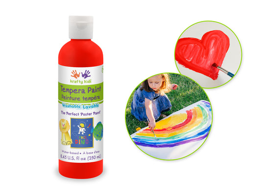 Krafty Kids Paint: 250ml Tempera (8.45oz) G) Red