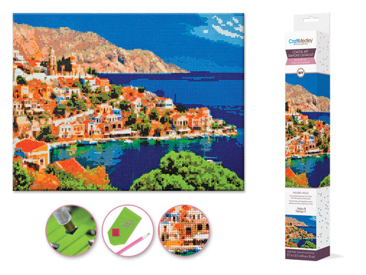 Craft Medley Kit: Diamond Painting Coastline Art 15.8"x19.7" w/Gems+Tools B) The Adriatic