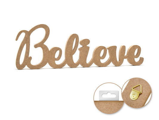 Wood Craft: 12" DIY Word Decor - MDF Standing I) Believe