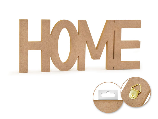 Wood Craft: 12" DIY Word Decor- MDF Standing  E) Home