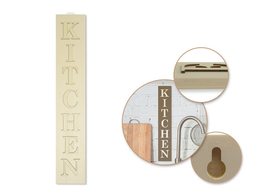 Wood Decor: 24"x4" DIY Vertical Wall Sign Plaque C) Kitchen